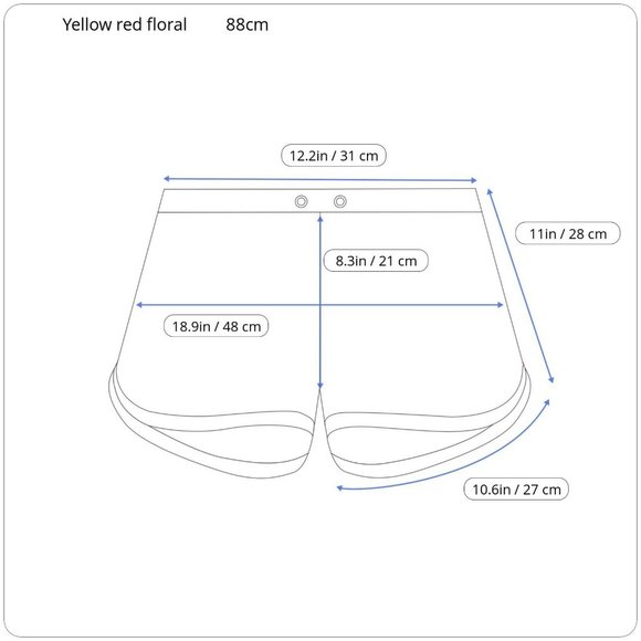 Women's Board Shorts Elastic Waist Yellow Floral Pockets White Trim - Picture 2 of 6